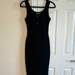 Missguided Women's Ribbed Tank Midi Dress in Black - US 2